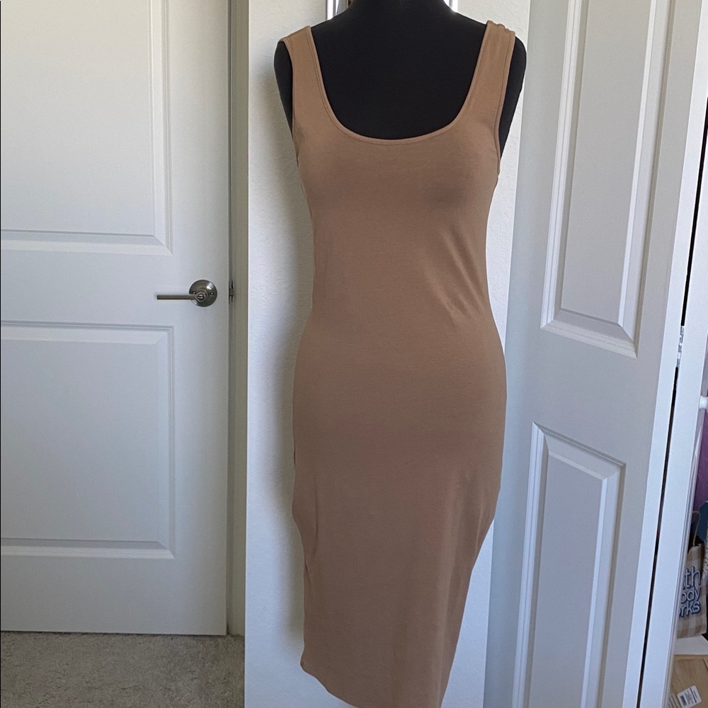 Elegant Tan Sleeveless Dress NWT